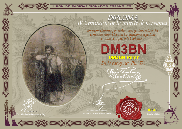 Diplom - 400th Anniversary of the death of Miguel de Cervantes